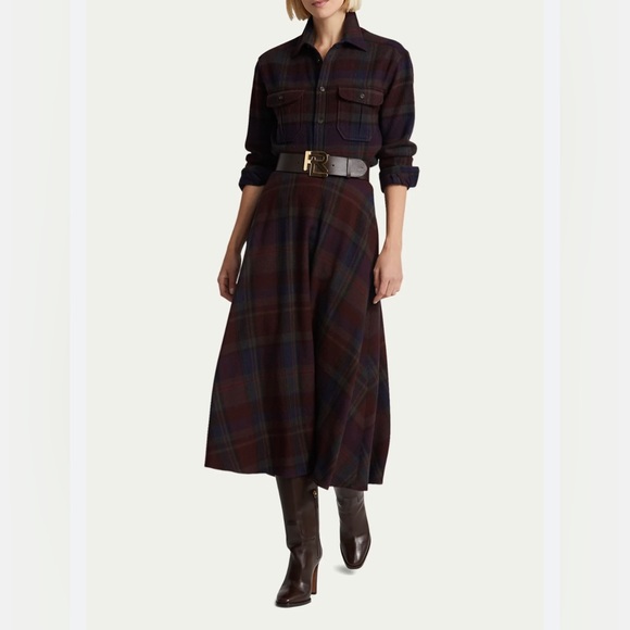 RALPH LAUREN PURPLE LABEL PLAID WOOL ERIKA CIRCLE SKIRT - Picture 4 of 17